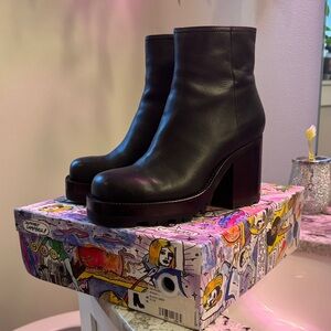 Jeffery Campbell Black Leather Ankle Boots 9.5